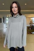 Essential Fine Jersey Polo Neck Top Mocha